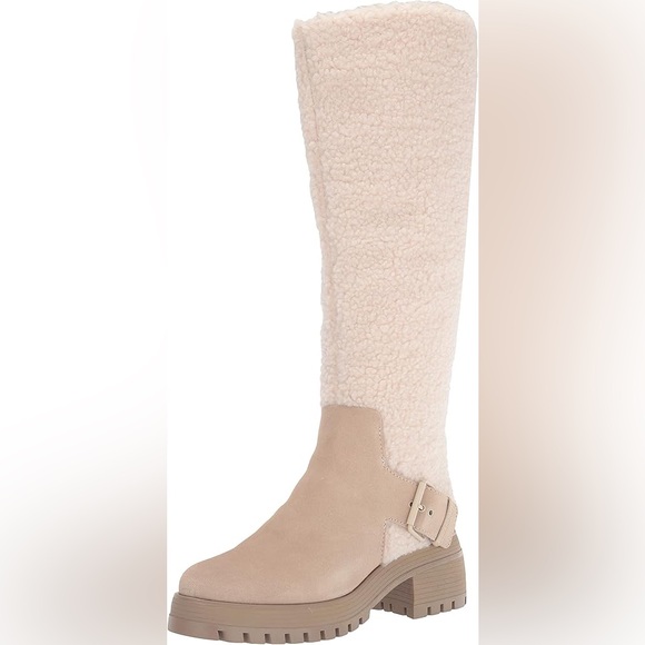Franco Sarto Julie high shaft boot in cream with shearling/faux fur Size 9